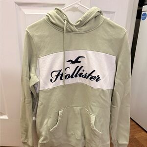 Hollister Sage and White Pullover Hoodie